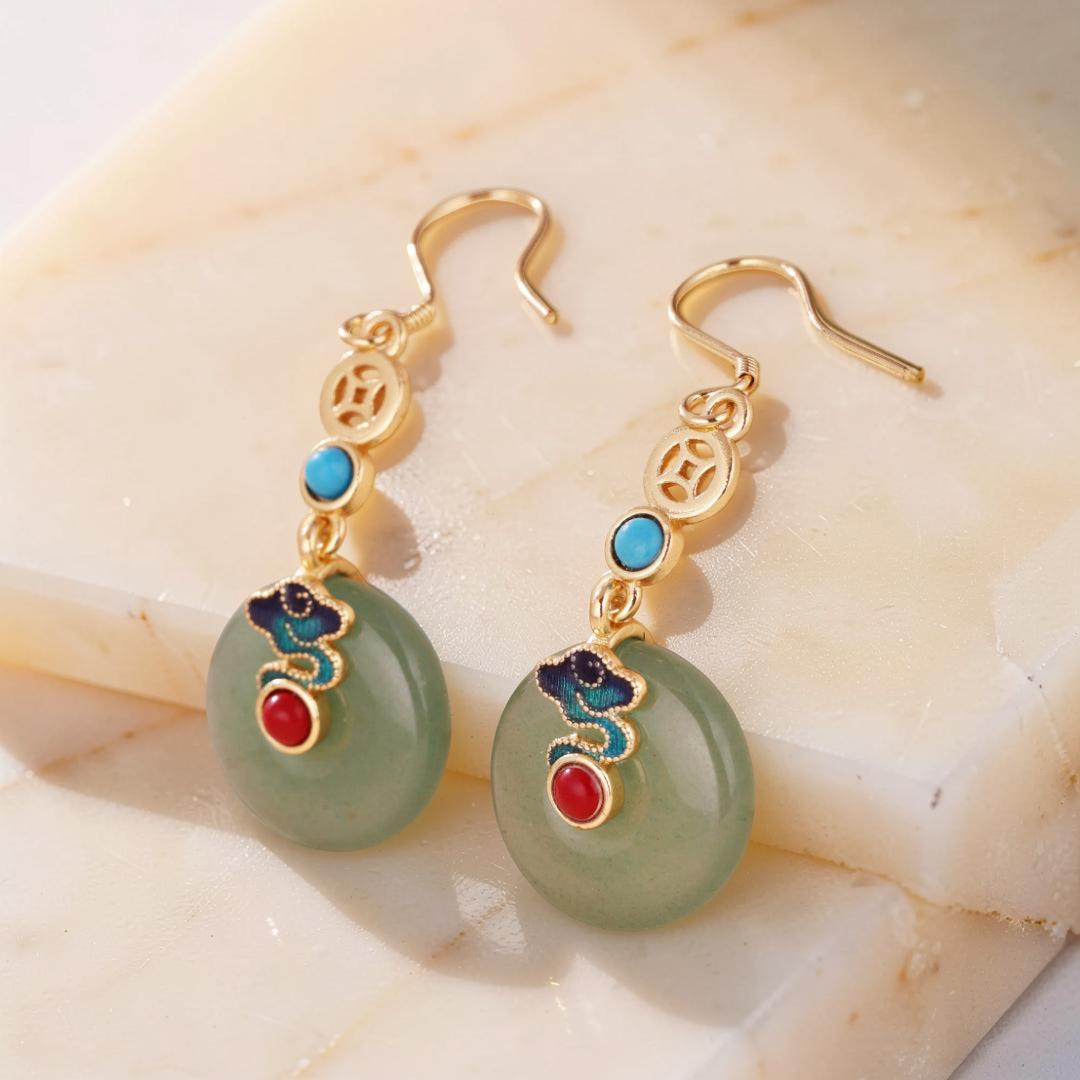 ATELIER-TIBET – Boucles d'Oreilles Aventurine – Nuage Céleste