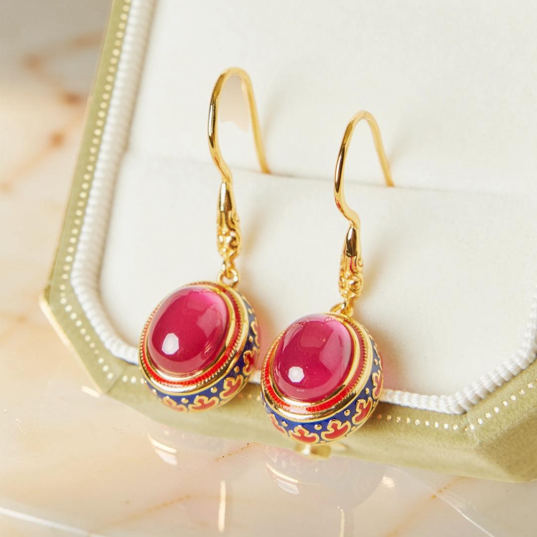 ATELIER-TIBET – Boucles d'Oreilles Cornaline – Abondance, Argent Plaqué Or