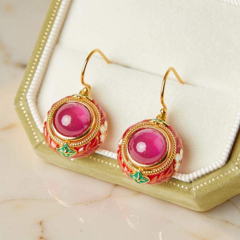 ATELIER-TIBET – Boucles d'Oreilles Cornaline – Énergie Florale, Argent Plaqué Or