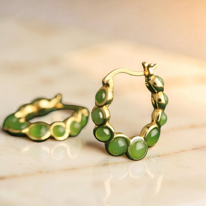 ATELIER-TIBET – Boucles d'Oreilles Jade – Danse Verdoyante, Argent
