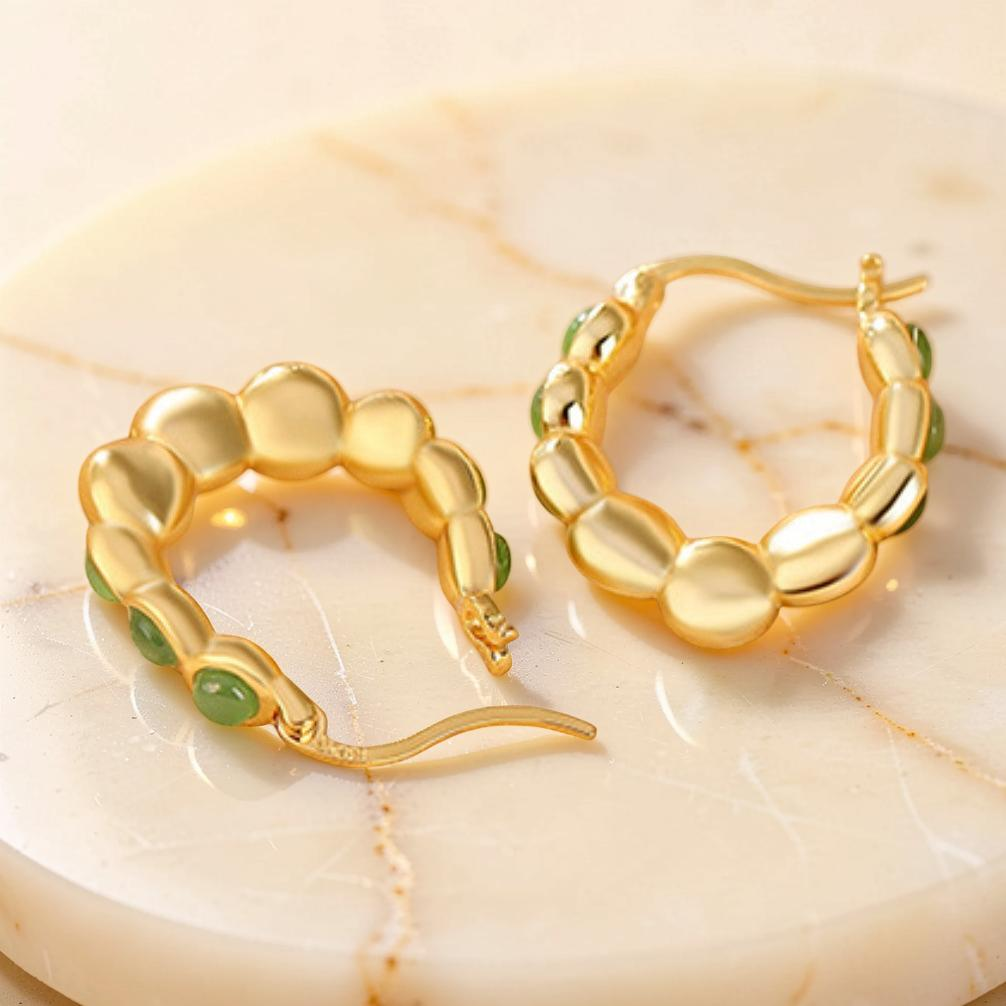 ATELIER-TIBET – Boucles d'Oreilles Jade – Danse Verdoyante, Argent