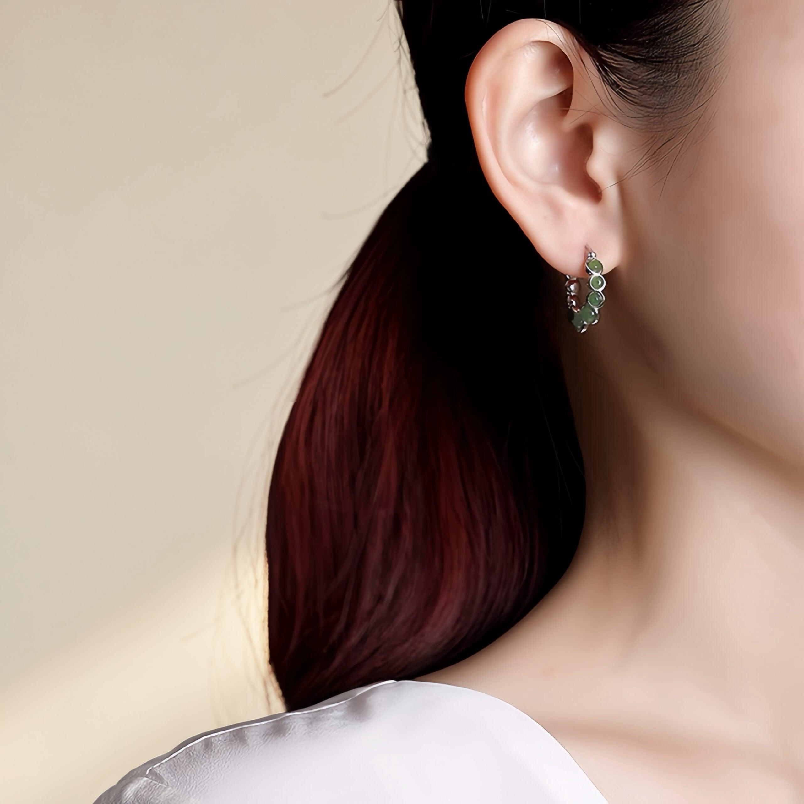 ATELIER-TIBET – Boucles d'Oreilles Jade – Danse Verdoyante, Argent
