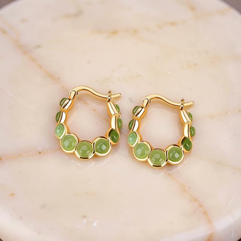 ATELIER-TIBET – Boucles d'Oreilles Jade – Danse Verdoyante, Argent