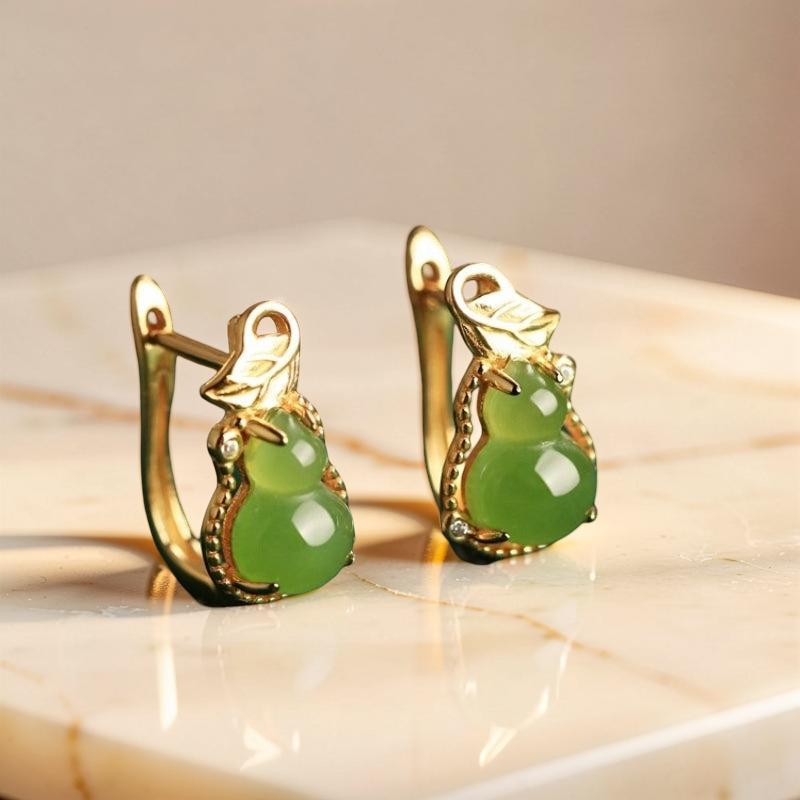 ATELIER-TIBET – Boucles d'Oreilles Jade – Délice, Argent Plaqué Or