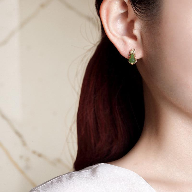 ATELIER-TIBET – Boucles d'Oreilles Jade – Délice, Argent Plaqué Or