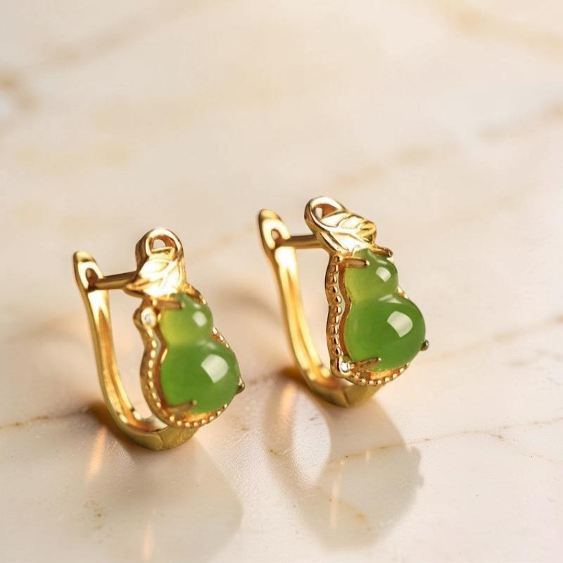 ATELIER-TIBET – Boucles d'Oreilles Jade – Délice, Argent Plaqué Or