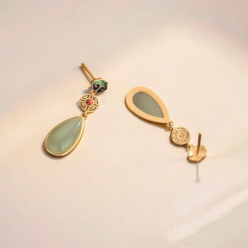 ATELIER-TIBET – Boucles d'Oreilles Jade – Goutte de Paradis
