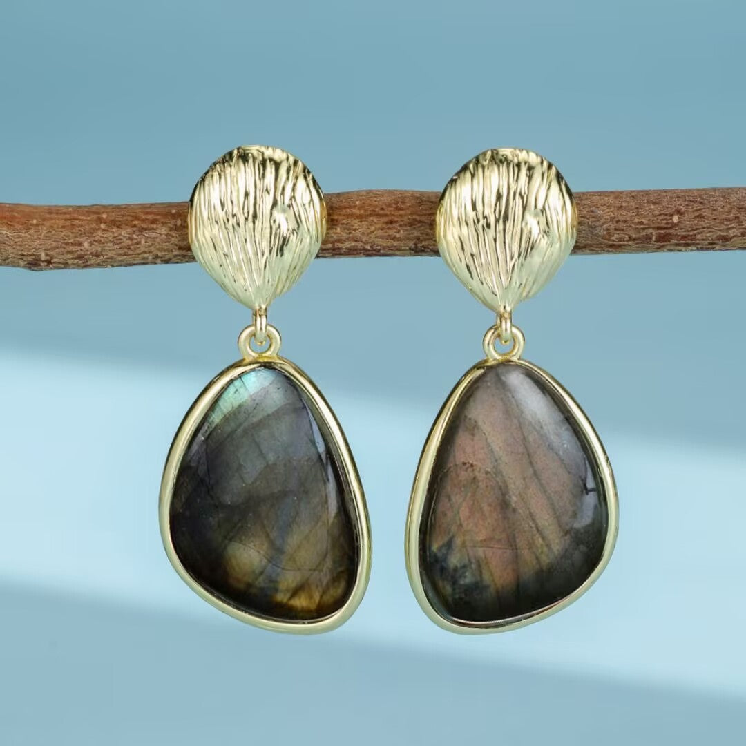 ATELIER-TIBET – Boucles d'Oreilles Labradorite – Souffle de la Terre