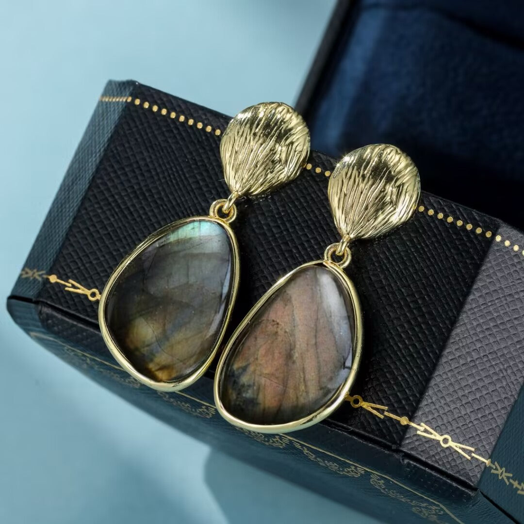 ATELIER-TIBET – Boucles d'Oreilles Labradorite – Souffle de la Terre