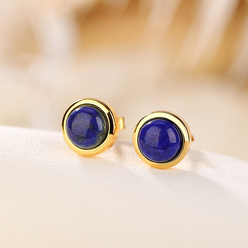 ATELIER-TIBET – Boucles d'Oreilles Lapis Lazuli – Énergie, Argent Plaqué Or