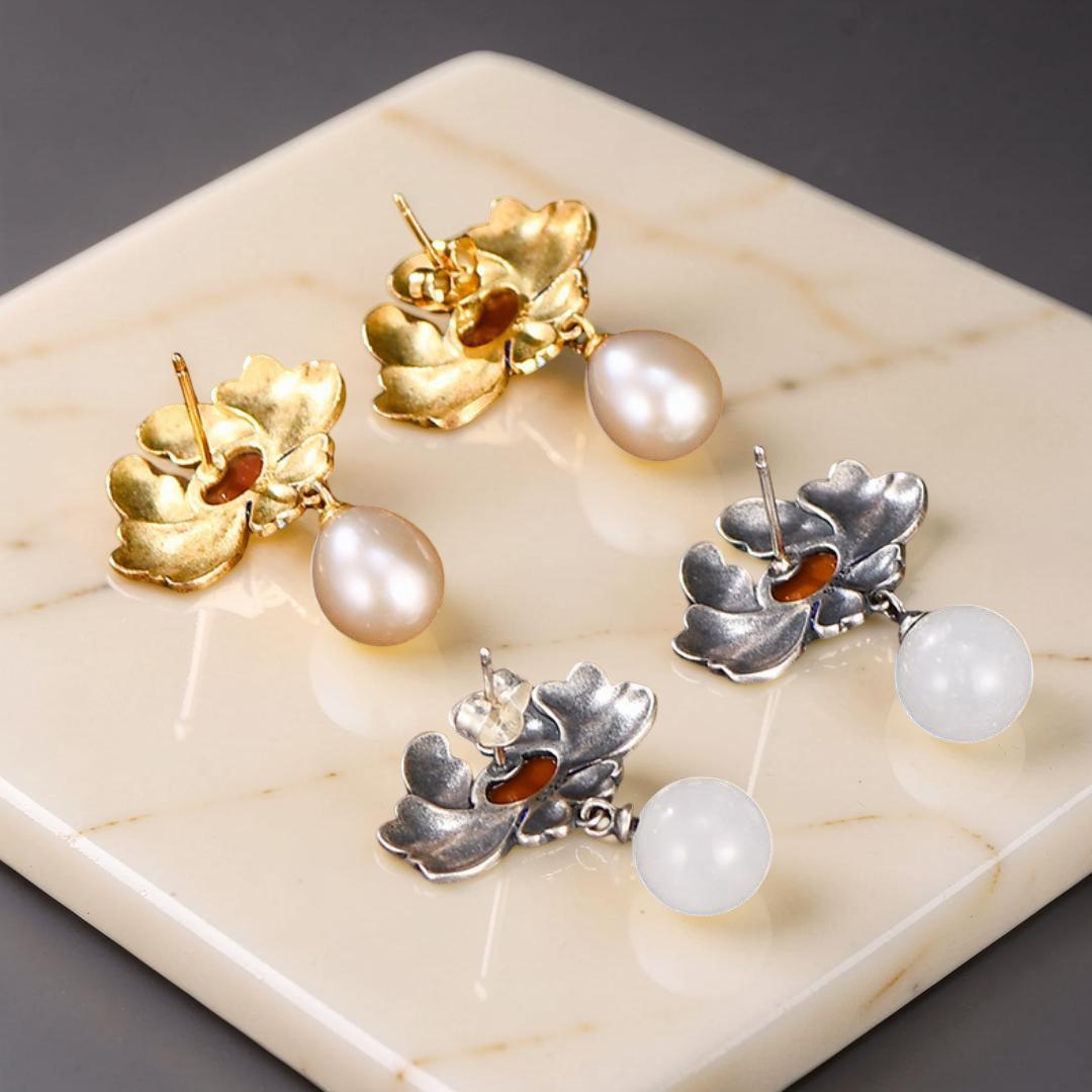ATELIER-TIBET – Boucles d'Oreilles Lotus – Beauté de Vintage, Argent 925