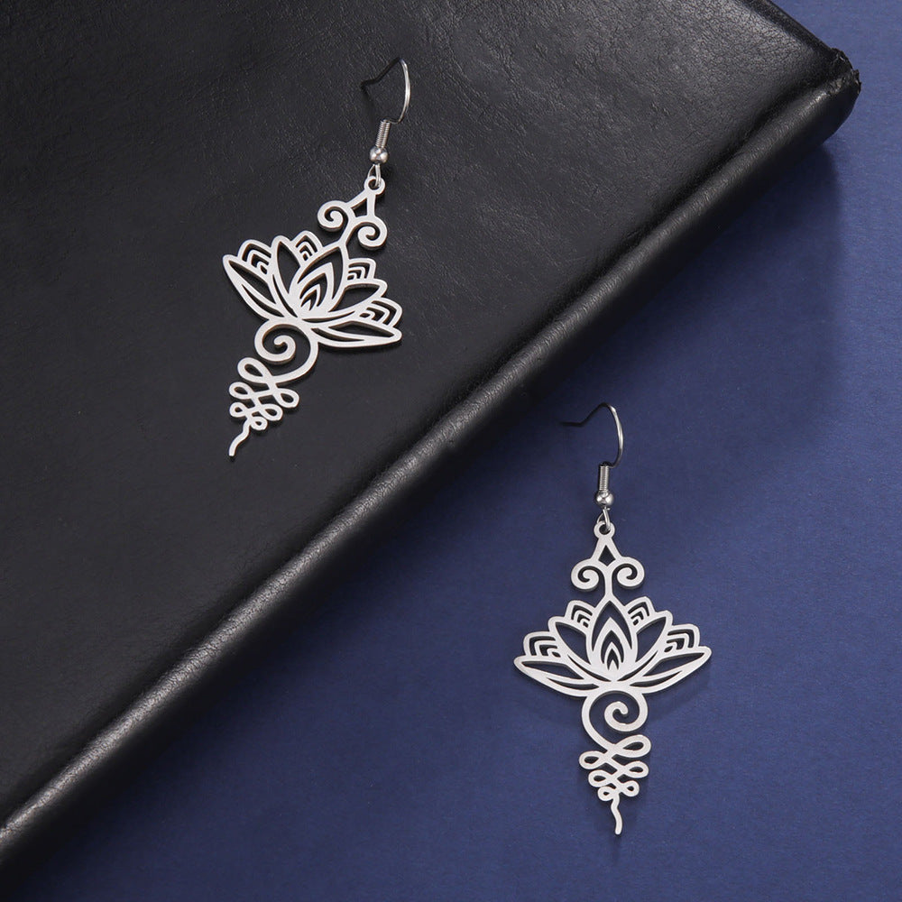 ATELIER-TIBET – Boucles d'Oreilles Lotus Unalome – Élégance Fleurie