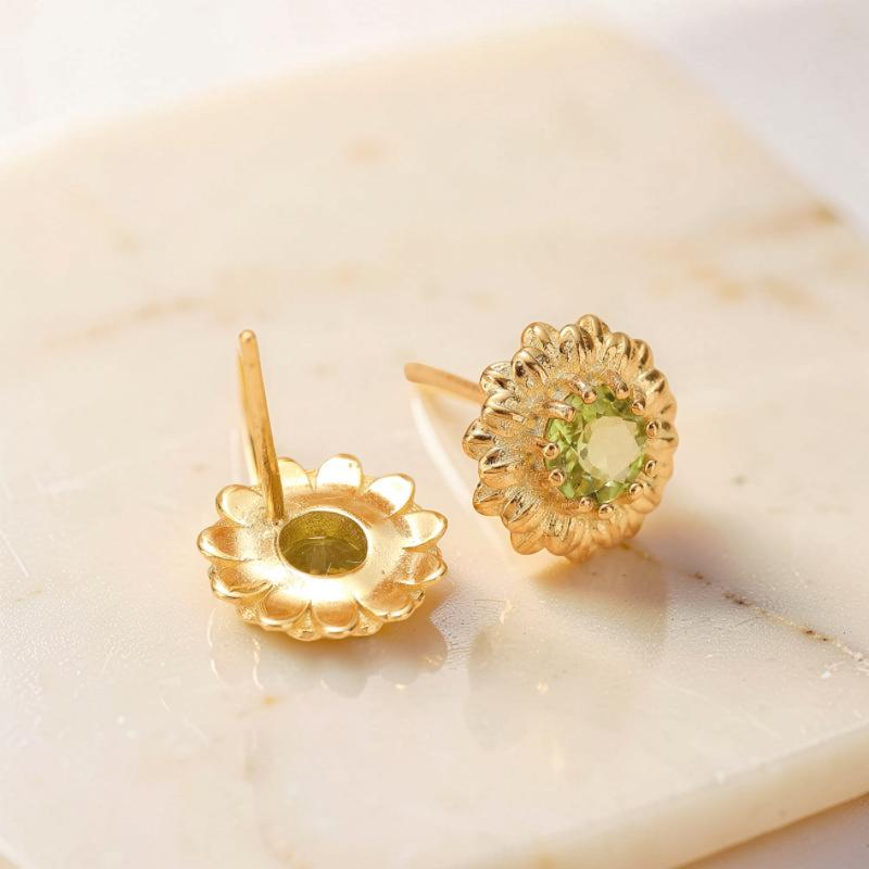 ATELIER-TIBET – Boucles d'Oreilles Péridot – Doux Rayons, Argent Plaqué Or
