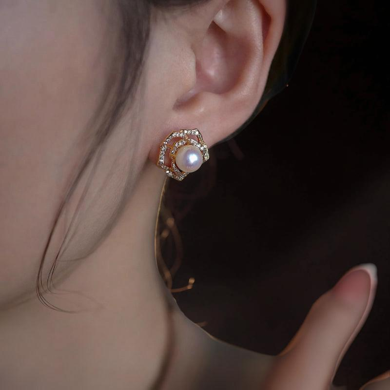 ATELIER-TIBET – Boucles d'Oreilles Perle – Rose de Promesse