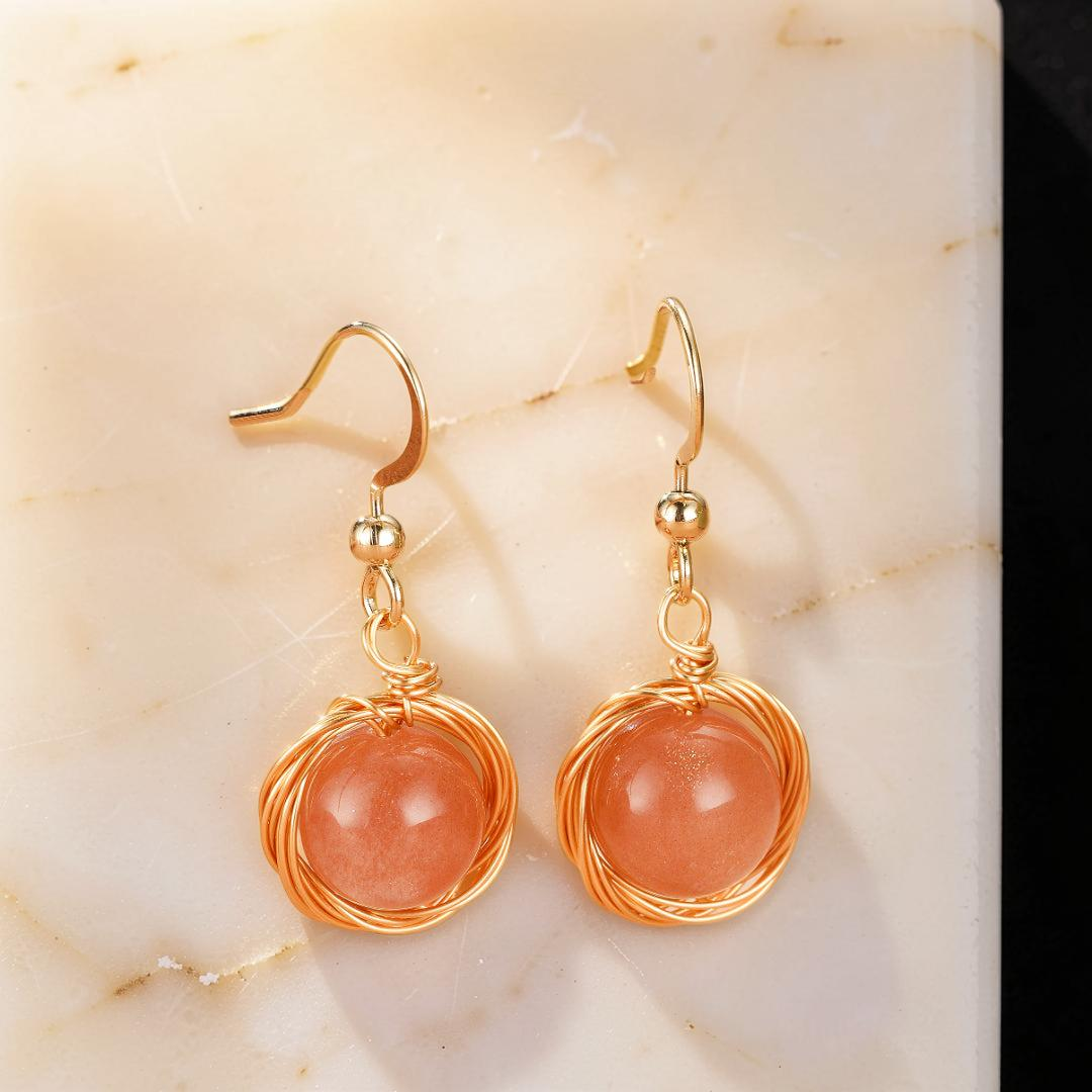 ATELIER-TIBET – Boucles d'Oreilles Pierre de Soleil – Nids Solaires