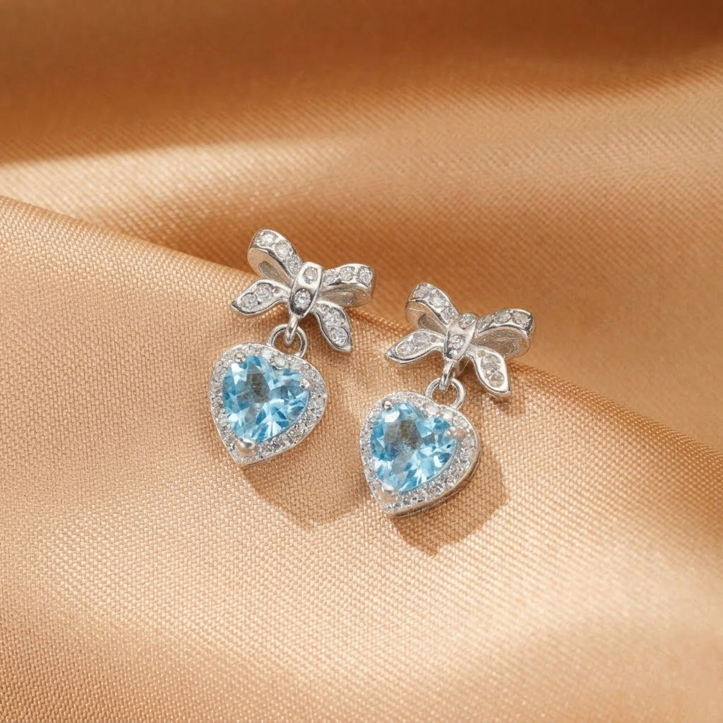 ATELIER-TIBET – Boucles d'oreilles Topaze – Nœud d'Amour, Argent