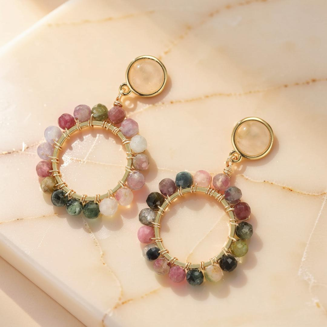 ATELIER-TIBET – Boucles d'Oreilles Tourmaline – Danse de L'Éveil