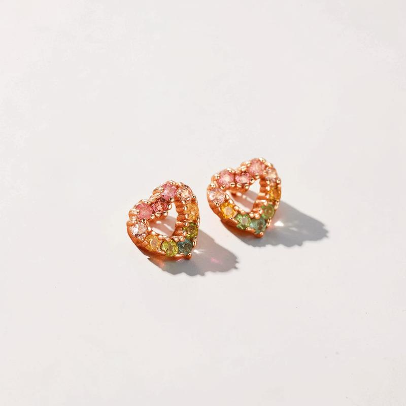 ATELIER-TIBET – Boucles d'Oreilles Tourmalines – Reflet du Cœur Caché, Argent