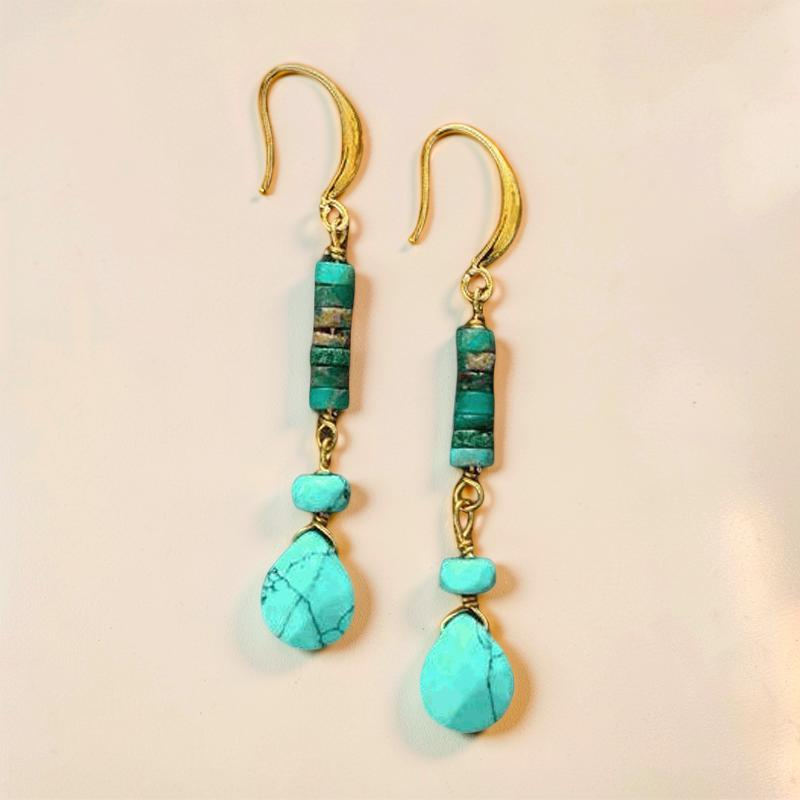 ATELIER-TIBET – Boucles d'Oreilles Turquoise – Cylindre
