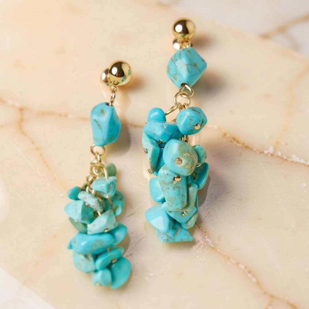 ATELIER-TIBET – Boucles d'Oreilles Turquoise – Éclat Ensoleillé