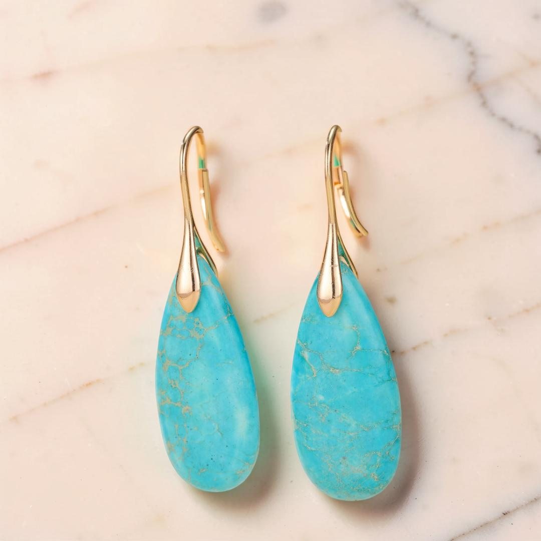 ATELIER-TIBET – Boucles d'Oreilles Turquoise – Majestueuses