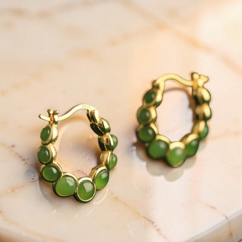 ATELIER-TIBET – Boucles d'Oreilles Jade – Danse Verdoyante, Argent