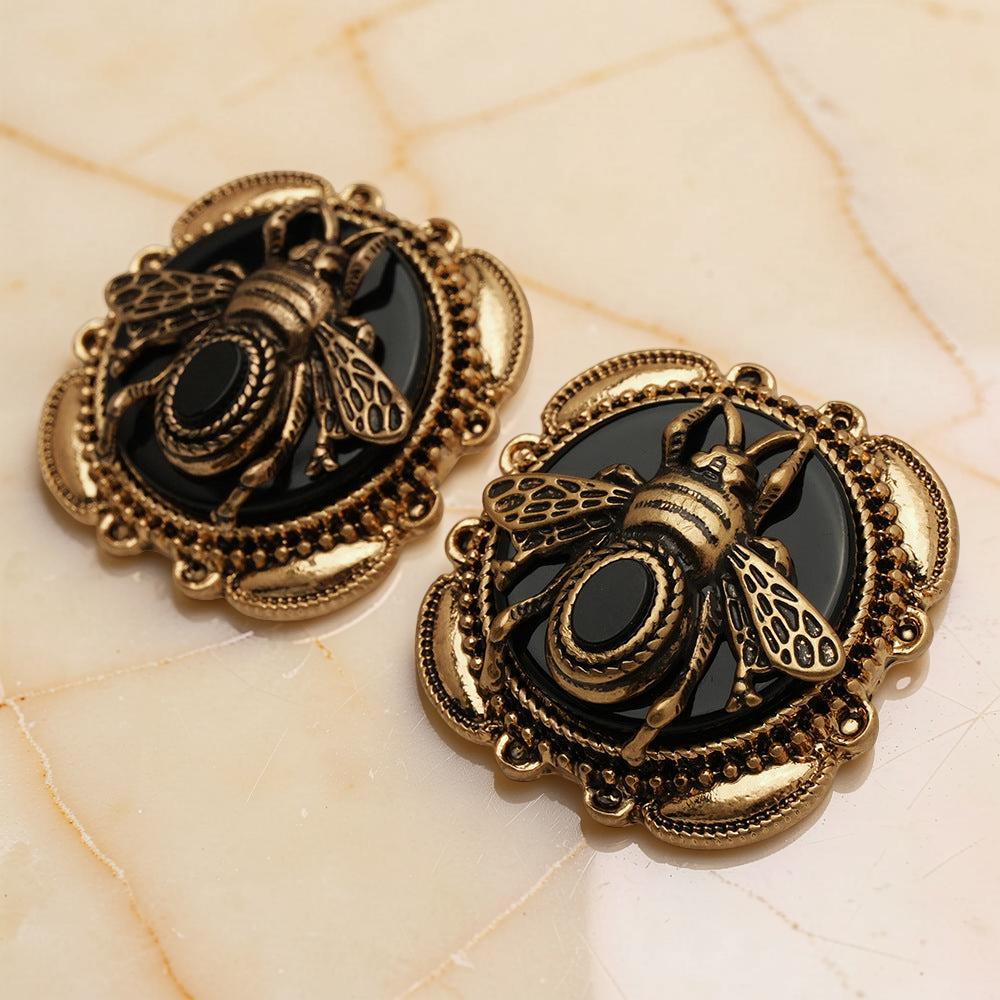 ATELIER-TIBET – Boucles d’Oreilles Agate – Abeille Royale