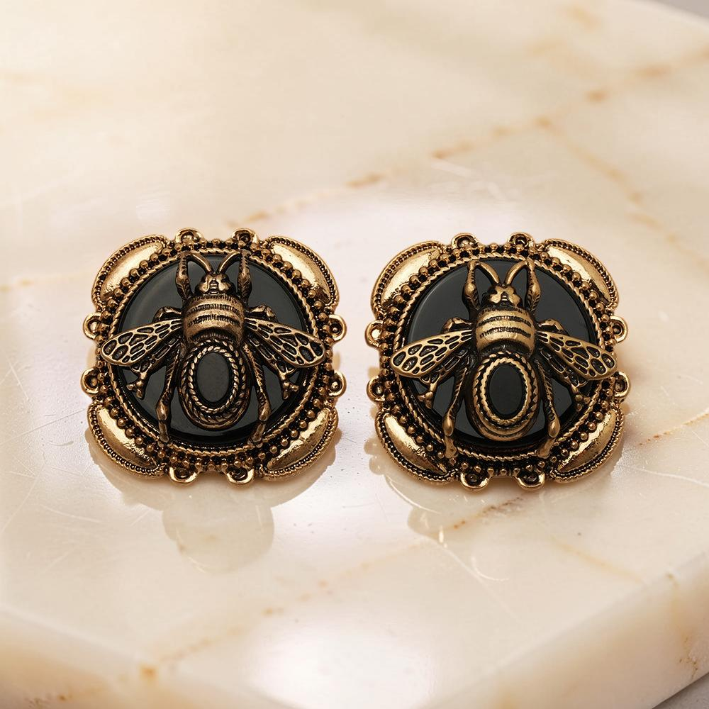 ATELIER-TIBET – Boucles d’Oreilles Agate – Abeille Royale