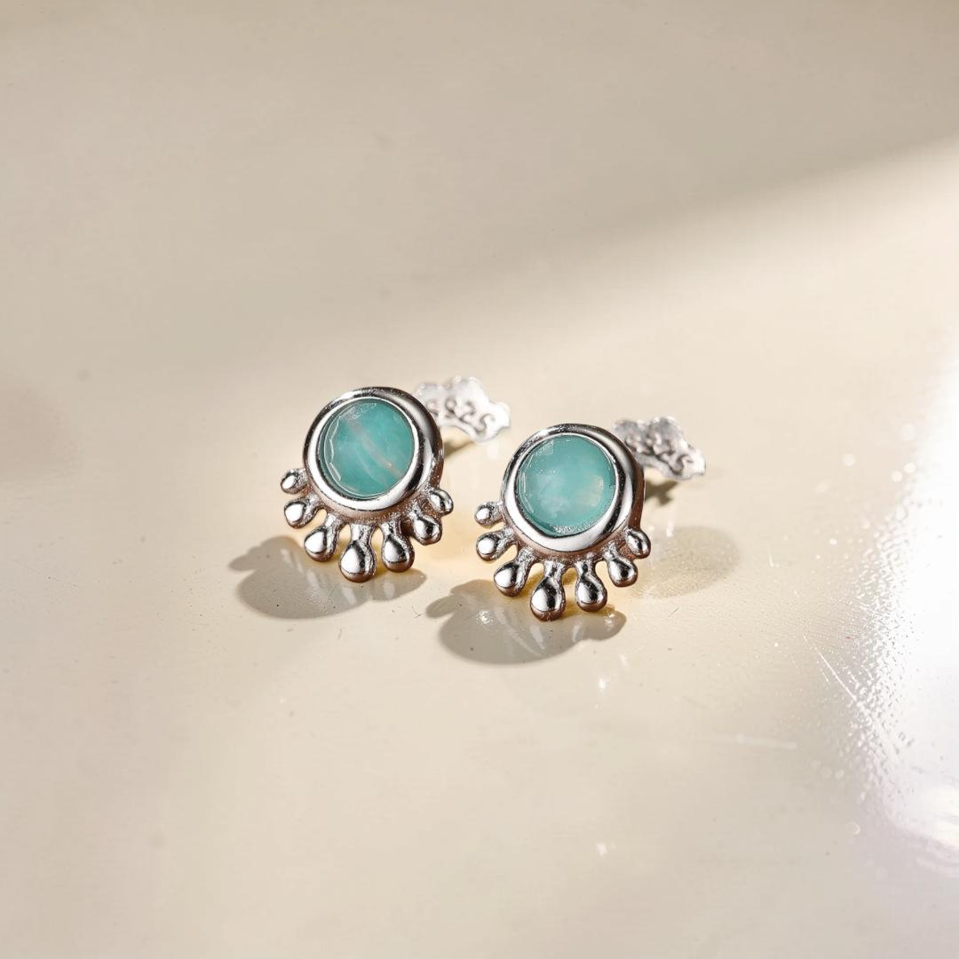 ATELIER-TIBET – Boucles d'Oreilles Amazonite – Brise d'Océan, Argent