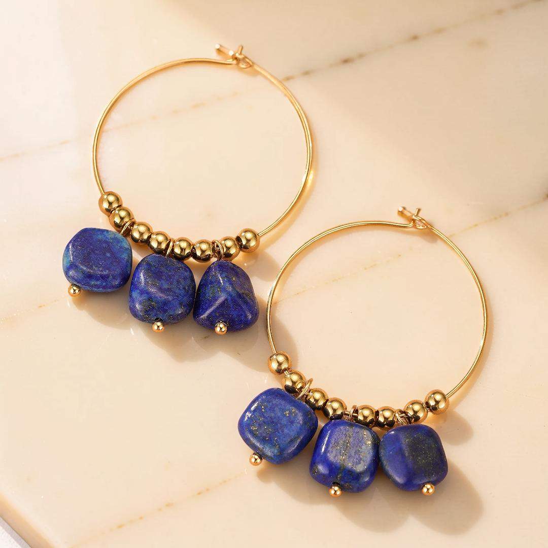 ATELIER-TIBET – Boucles d’Oreilles Amazonite/Lapis Lazuli – Éclat Minéral