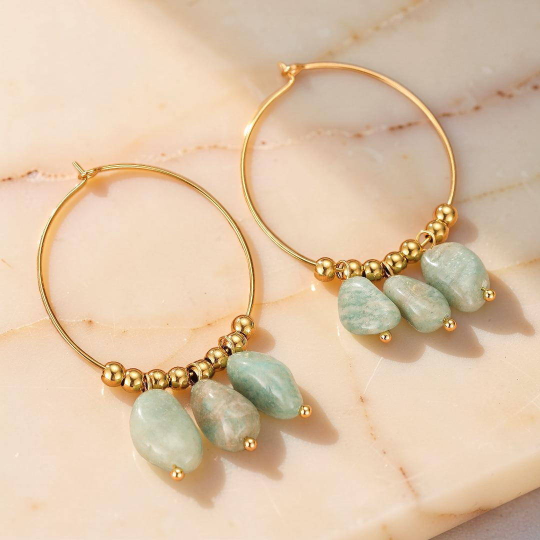 ATELIER-TIBET – Boucles d’Oreilles Amazonite/Lapis Lazuli – Éclat Minéral
