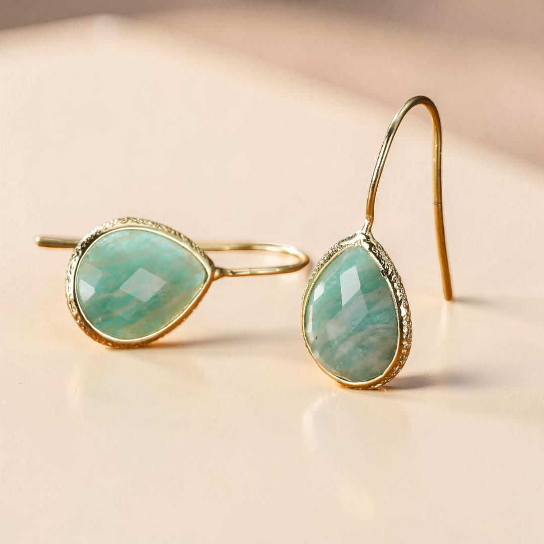 ATELIER-TIBET – Boucles d'Oreilles Amazonite – Vagues Douces
