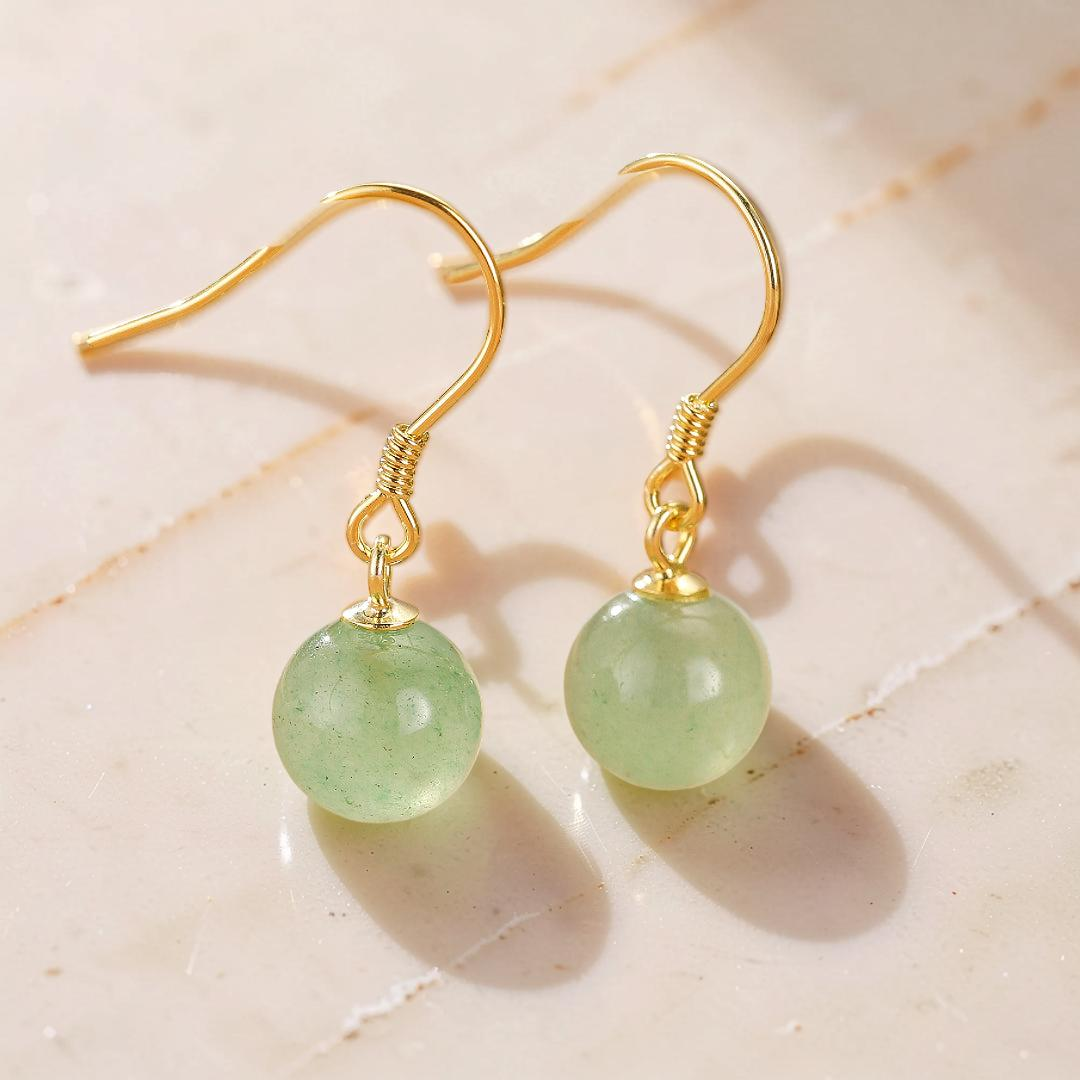 ATELIER-TIBET – Boucles d’oreilles Aventurine – Éclat Doux, Argent