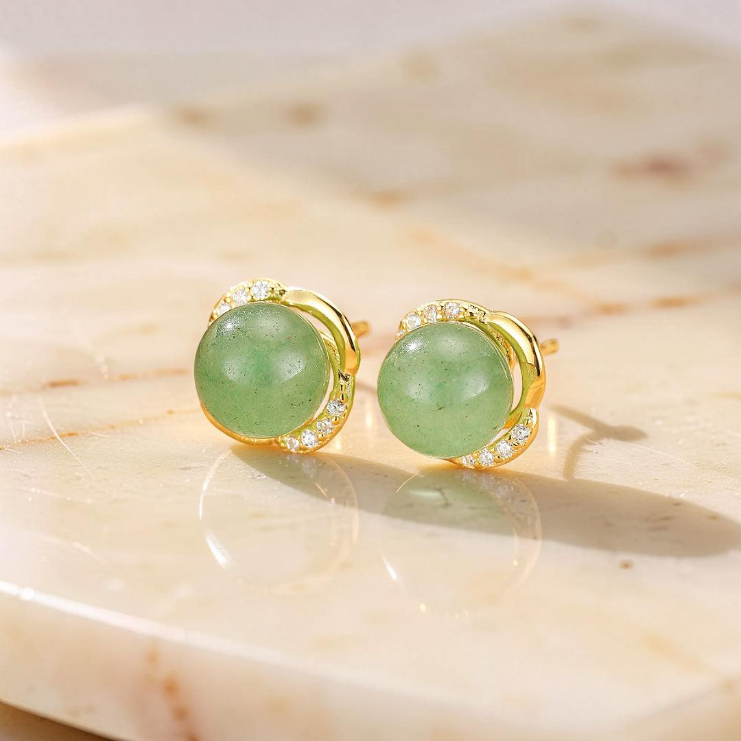 ATELIER-TIBET – Boucles d’oreilles Aventurine – Éclat Intemporel, Argent