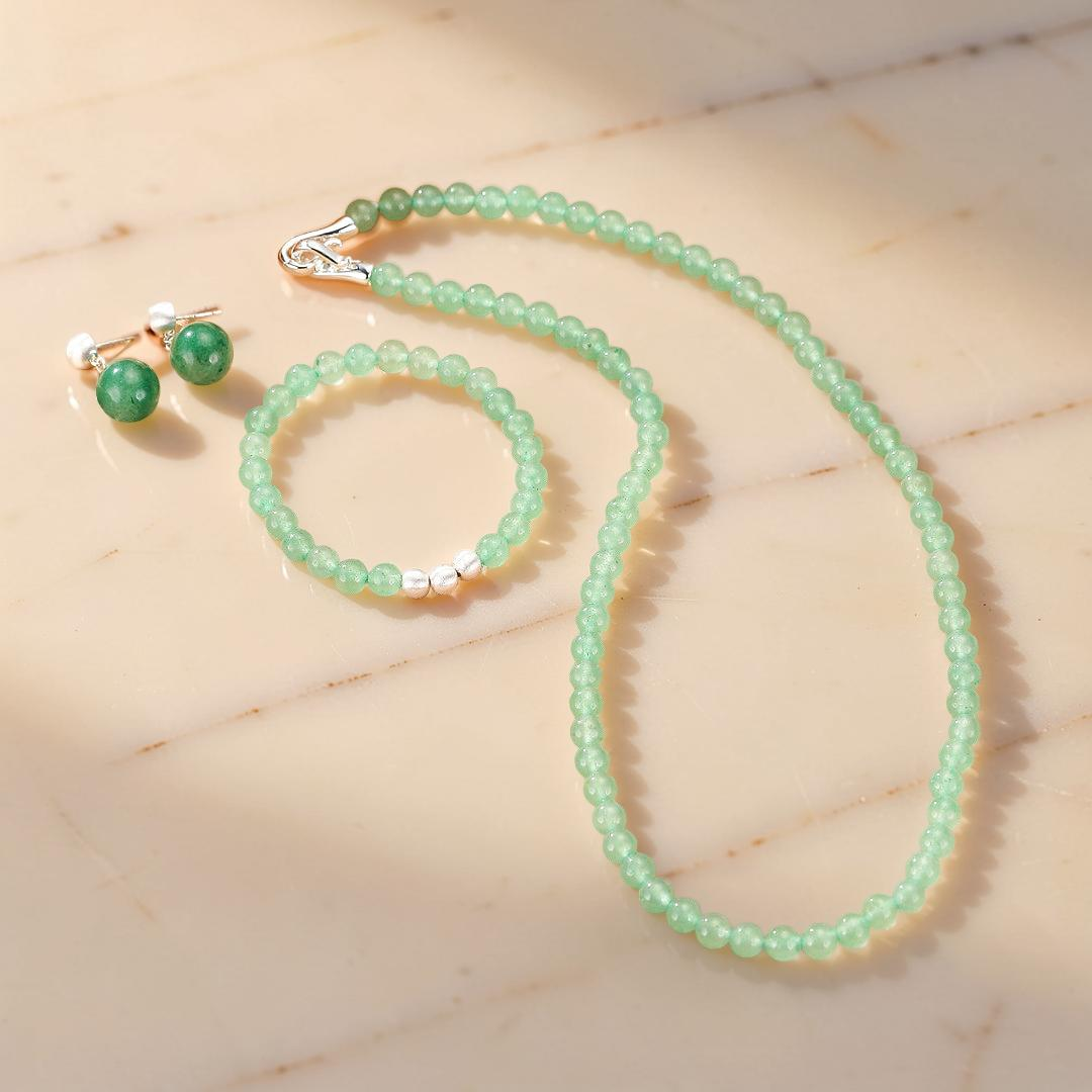 ATELIER-TIBET – Boucles d'Oreilles Aventurine – Énergie Harmonieuse