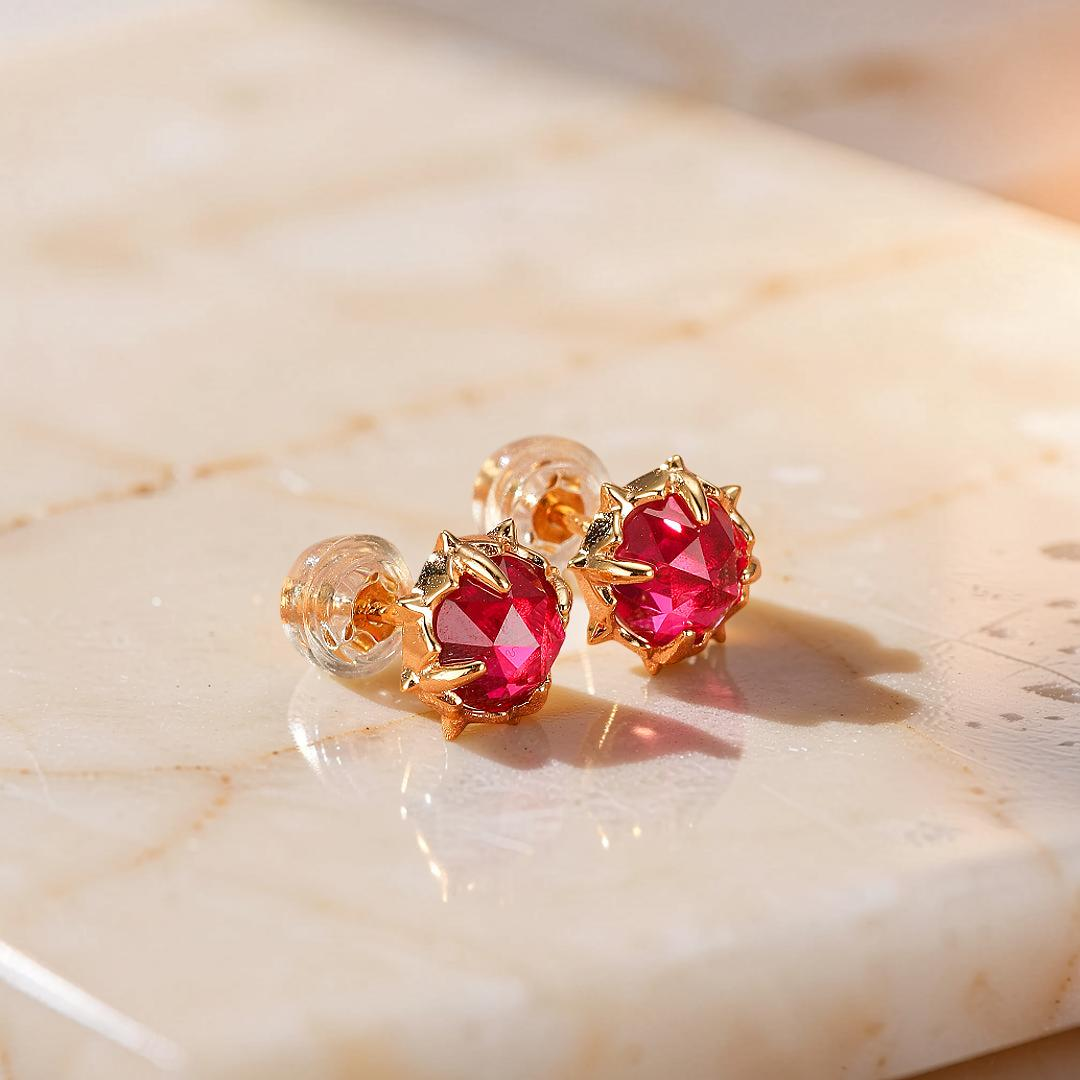 ATELIER-TIBET – Boucles d’Oreilles Cornaline – Épine de Feu, Argent Plaqué Or