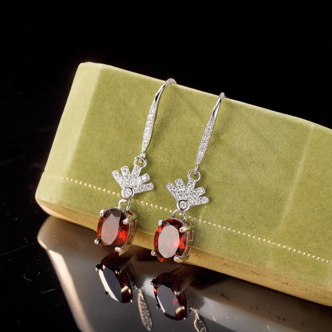 ATELIER-TIBET – Boucles d’oreilles Grenat – Rayonnement Royal, Argent