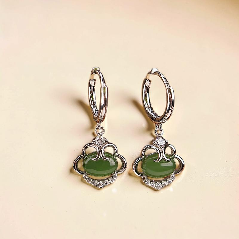 ATELIER-TIBET – Boucles d’Oreilles Jade – Harmonie Dorée, Argent