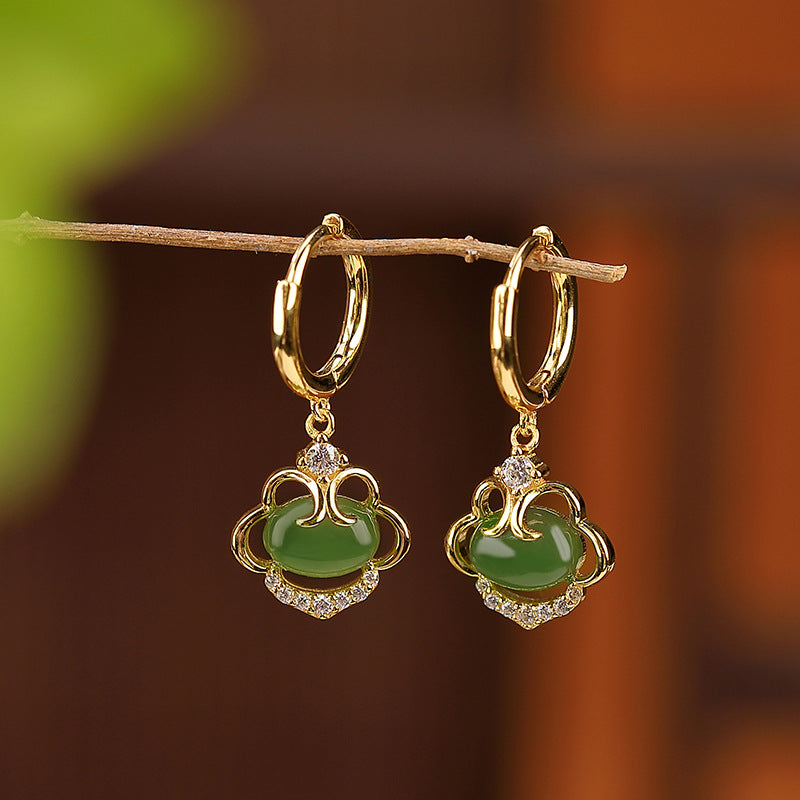 ATELIER-TIBET – Boucles d’Oreilles Jade – Harmonie Dorée, Argent