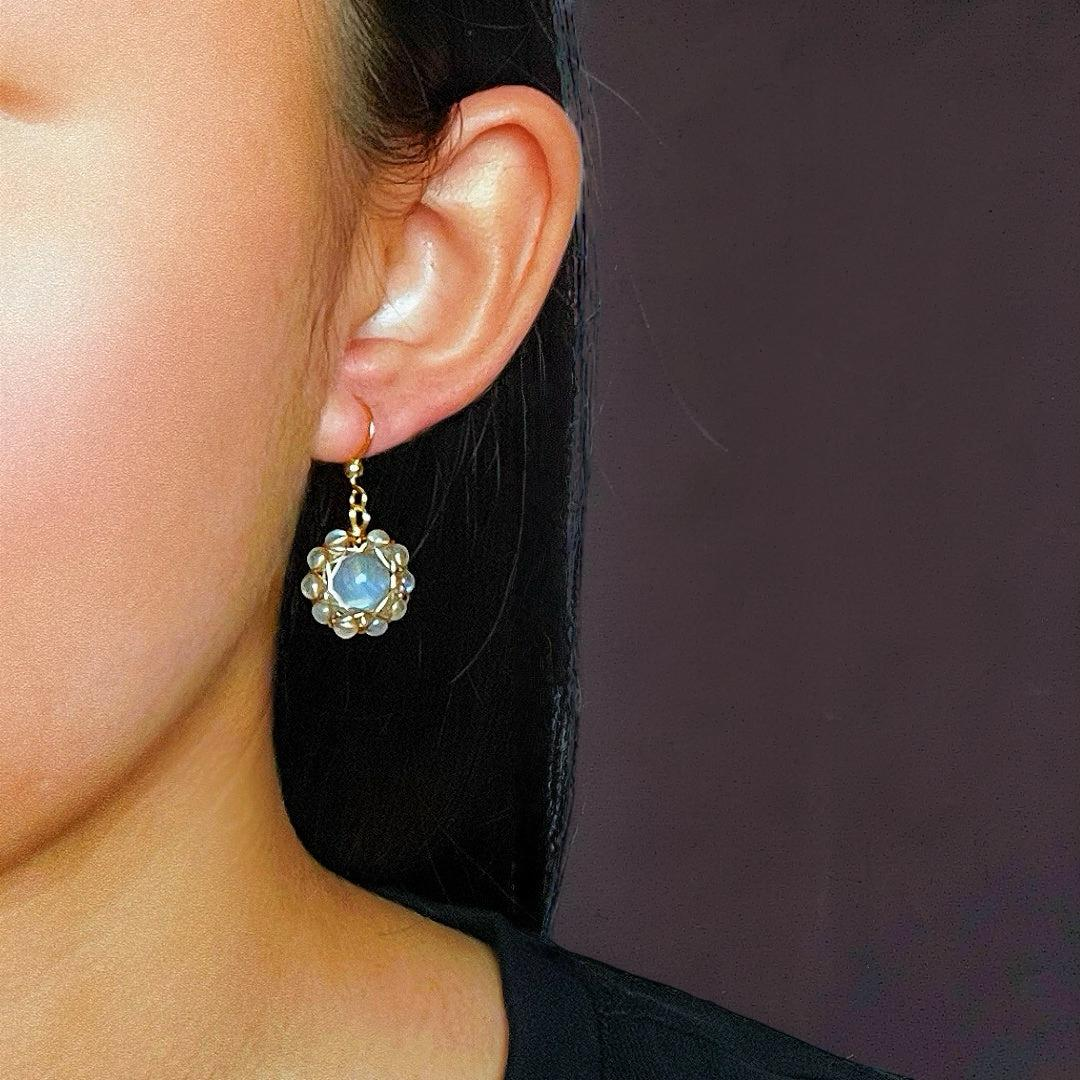 ATELIER-TIBET – Boucles d’Oreilles Labradorite – Sphère Céleste