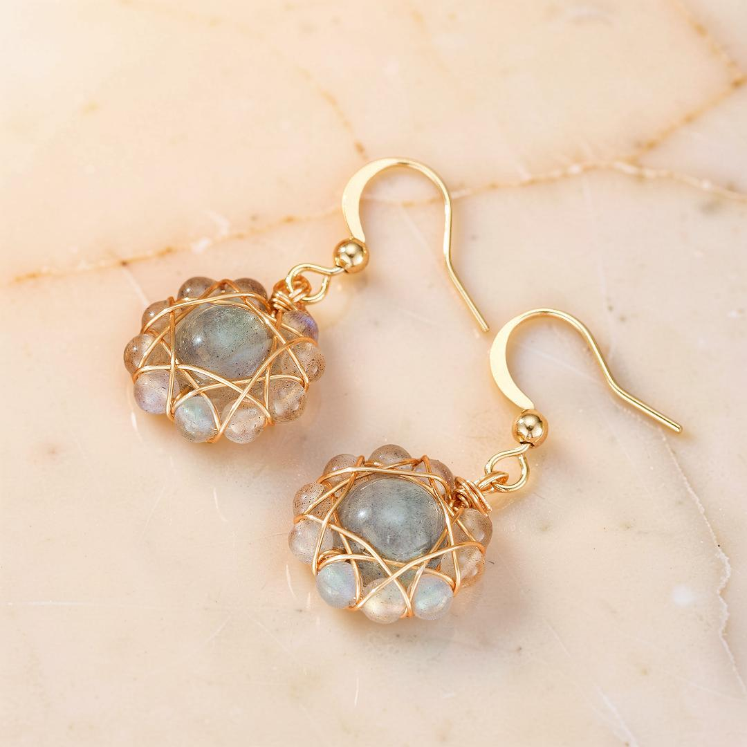 ATELIER-TIBET – Boucles d’Oreilles Labradorite – Sphère Céleste