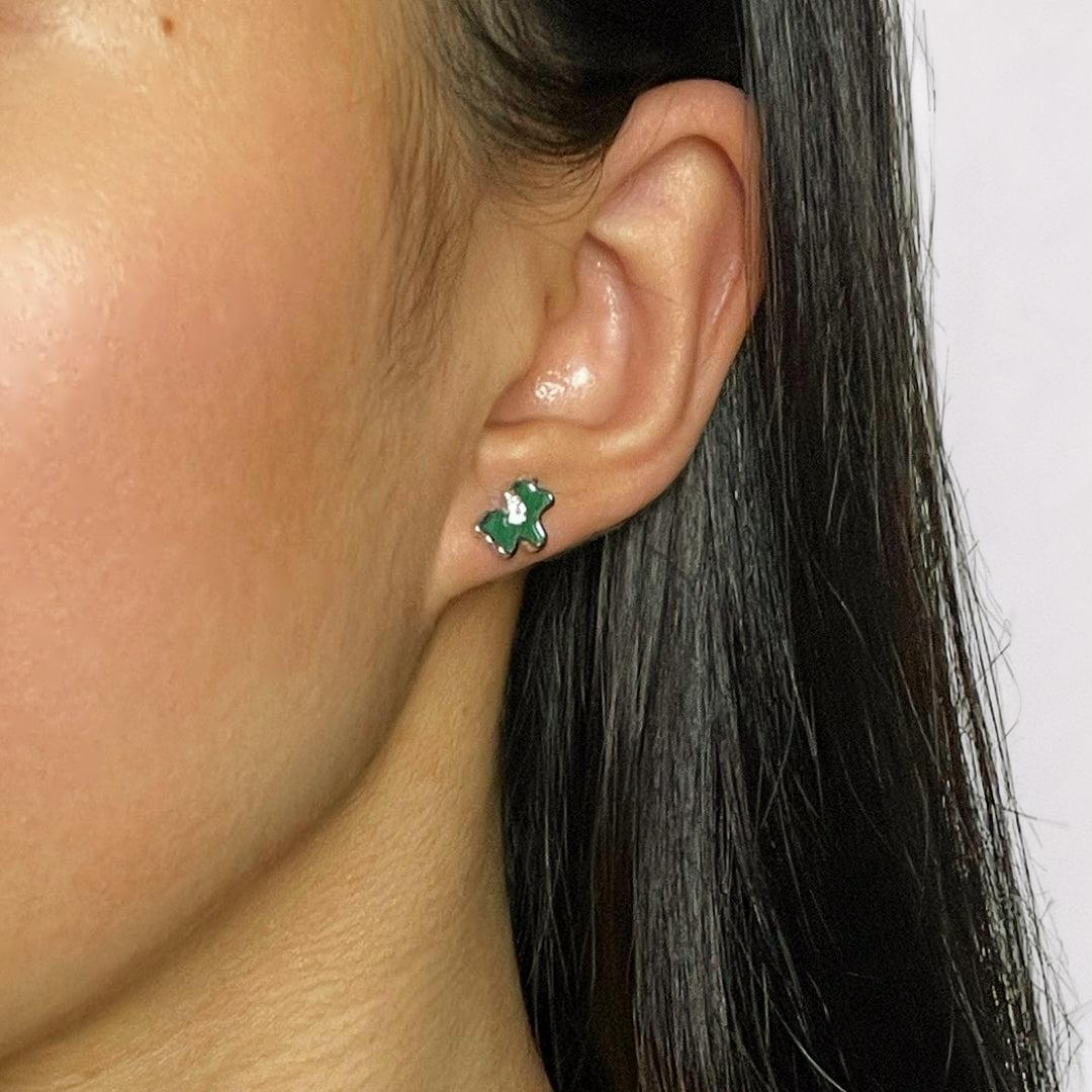 ATELIER-TIBET – Boucles d'Oreilles Malachite Cheval – Élégance Libre, Argent