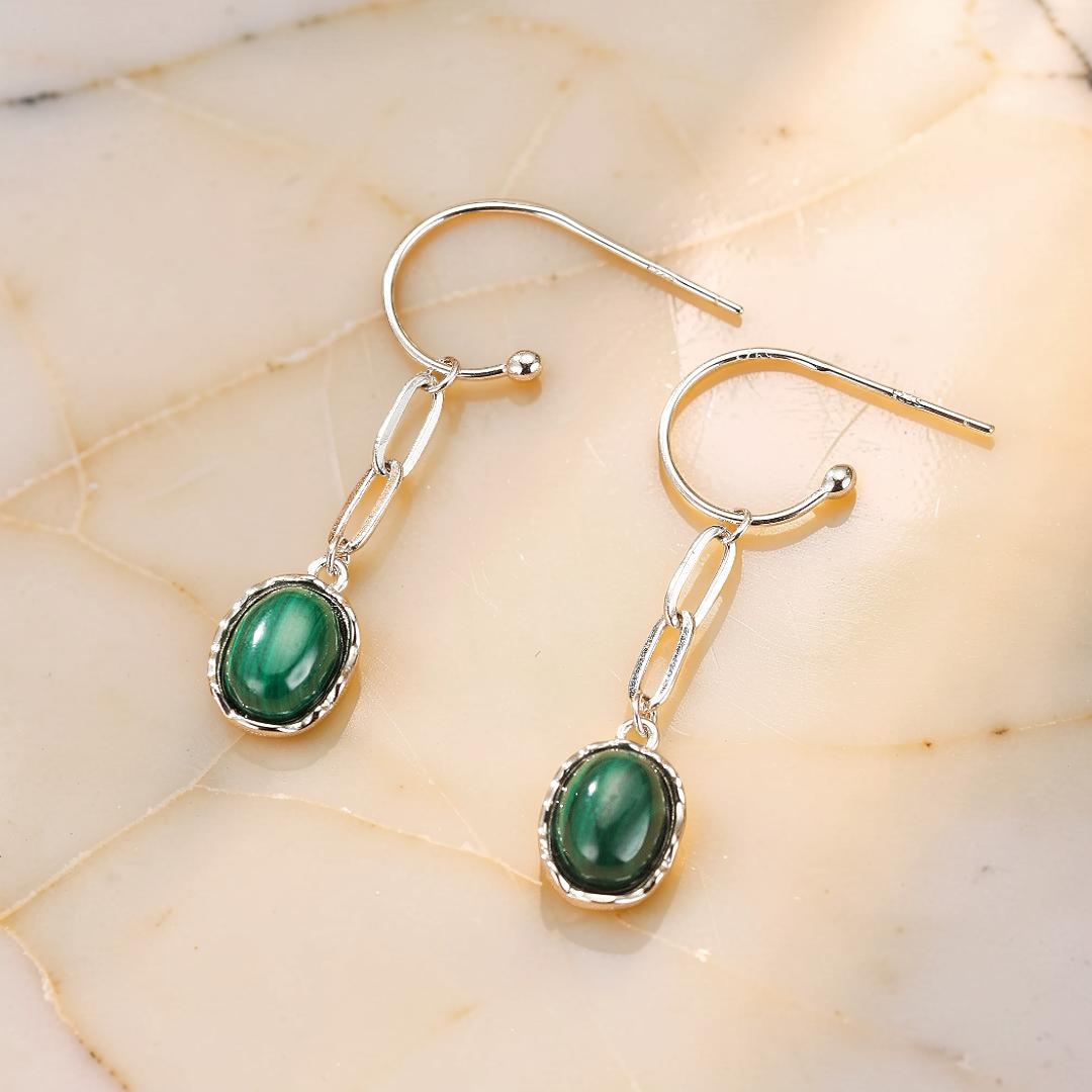 ATELIER-TIBET – Boucles d’oreilles Malachite/Lapis Lazuli – Harmonie des Pierres, Argent