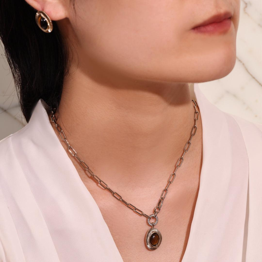 ATELIER-TIBET – Boucles d'Oreilles Œil de Tigre – Harmonie Naturelle