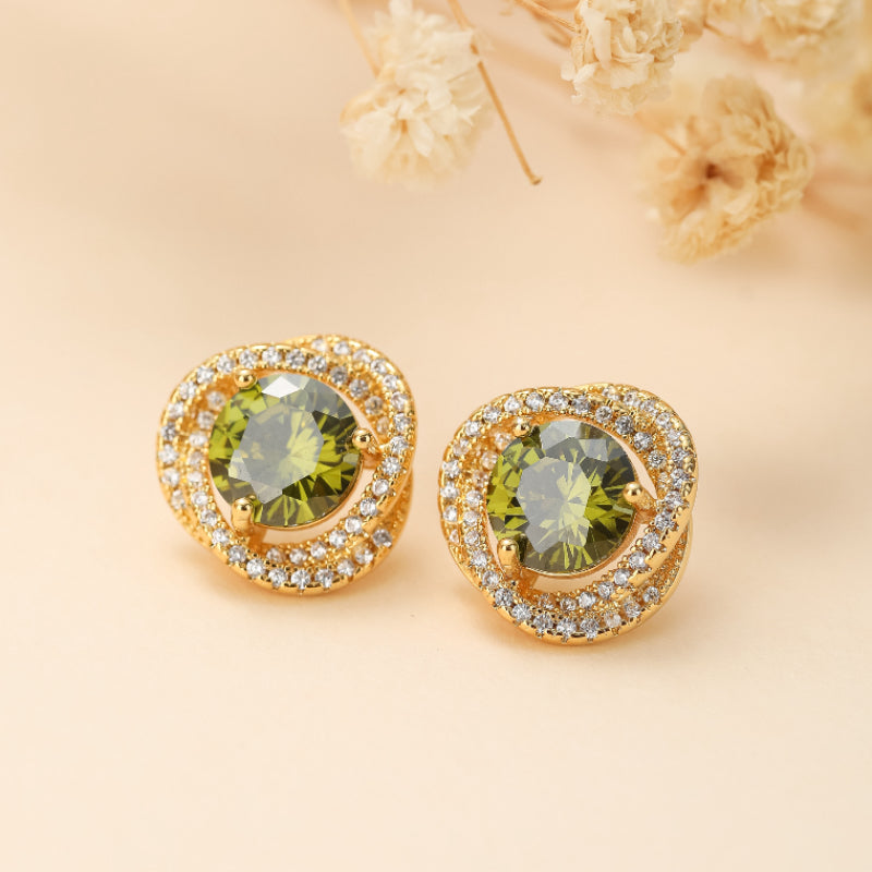 ATELIER-TIBET – Boucles d'Oreilles Péridot – Rond Torsade