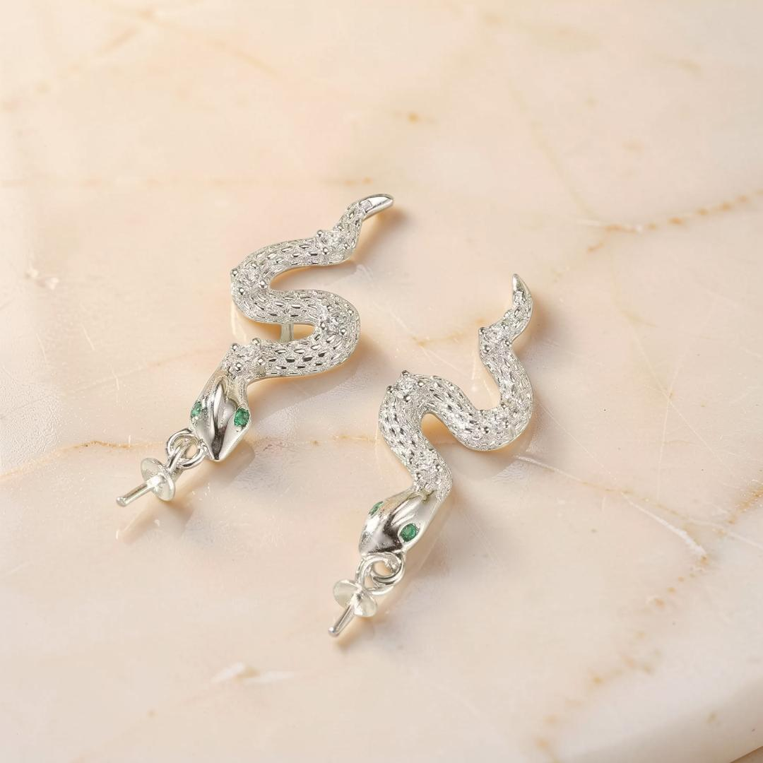 ATELIER-TIBET – Boucles d’Oreilles Serpent – Danse Abyssale, Argent 925