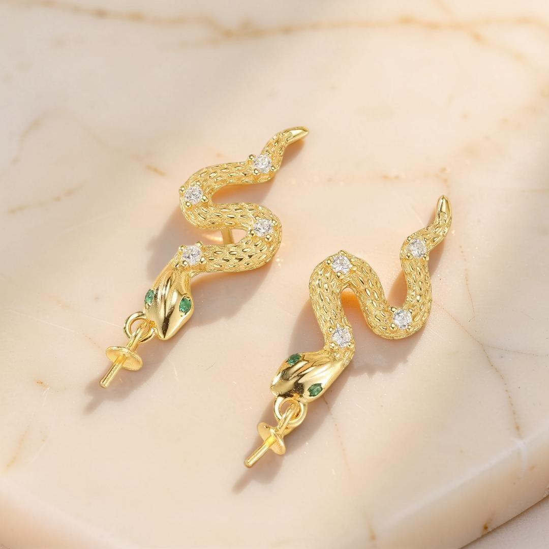 ATELIER-TIBET – Boucles d’Oreilles Serpent – Danse Abyssale, Argent 925