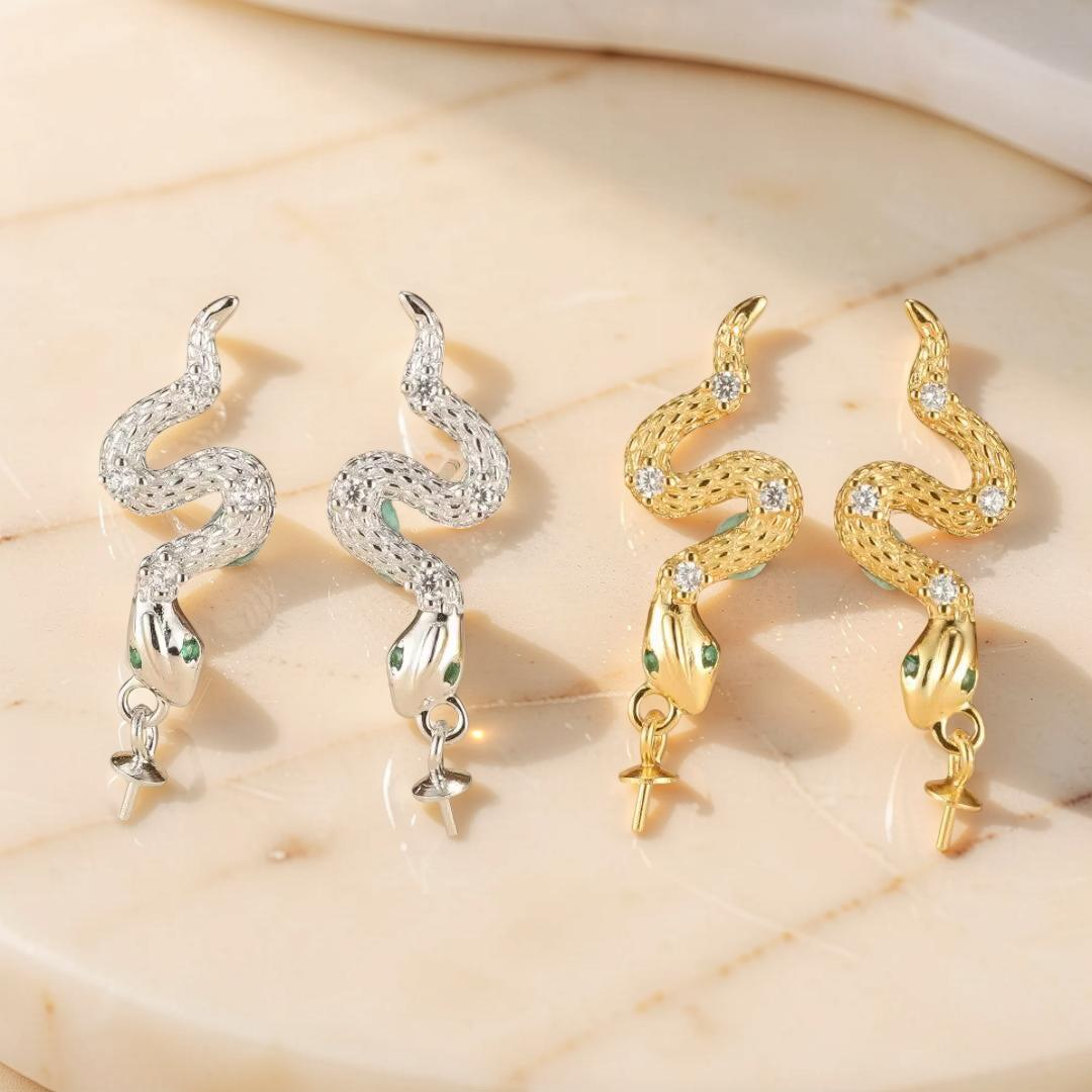 ATELIER-TIBET – Boucles d’Oreilles Serpent – Danse Abyssale, Argent 925