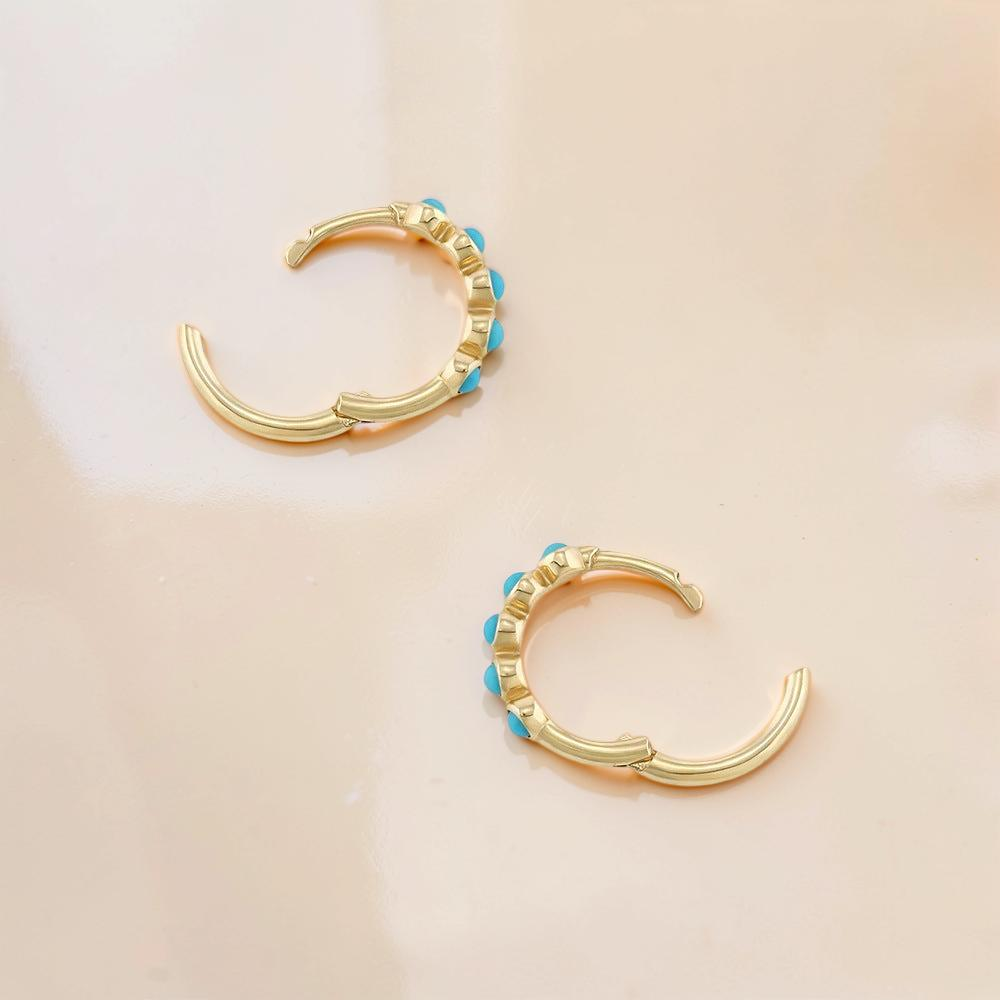 ATELIER-TIBET – Boucles d’Oreilles Turquoise – Rêve Bleu, Argent Plaqué Or