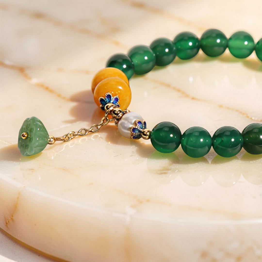 ATELIER-TIBET – Bracelet Agate et Lotus – Forestière